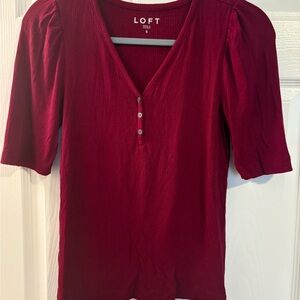 LOFT Burgundy V-Neck Blouse